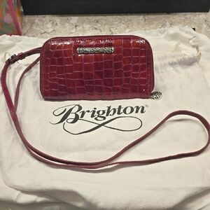 Brighton BERRY/DARK PINK Clutch with Crocodile Embossed Finish